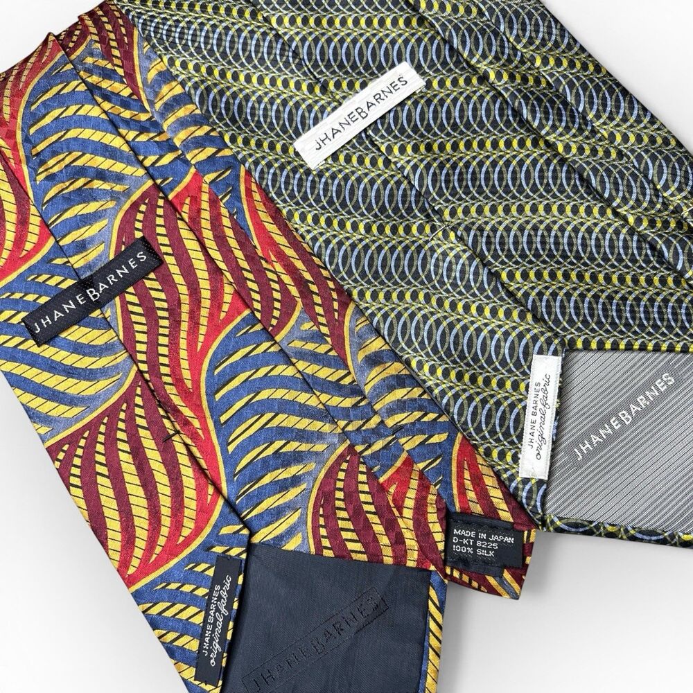 Vintage Jhane Barnes Silk Tie Lot Japan Original Fabric Geometric Art To Wear